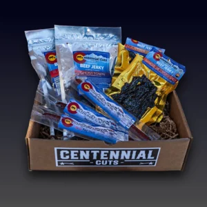 Centennial Cuts Hot & Spicy beef jerky and beef sticks gift box
