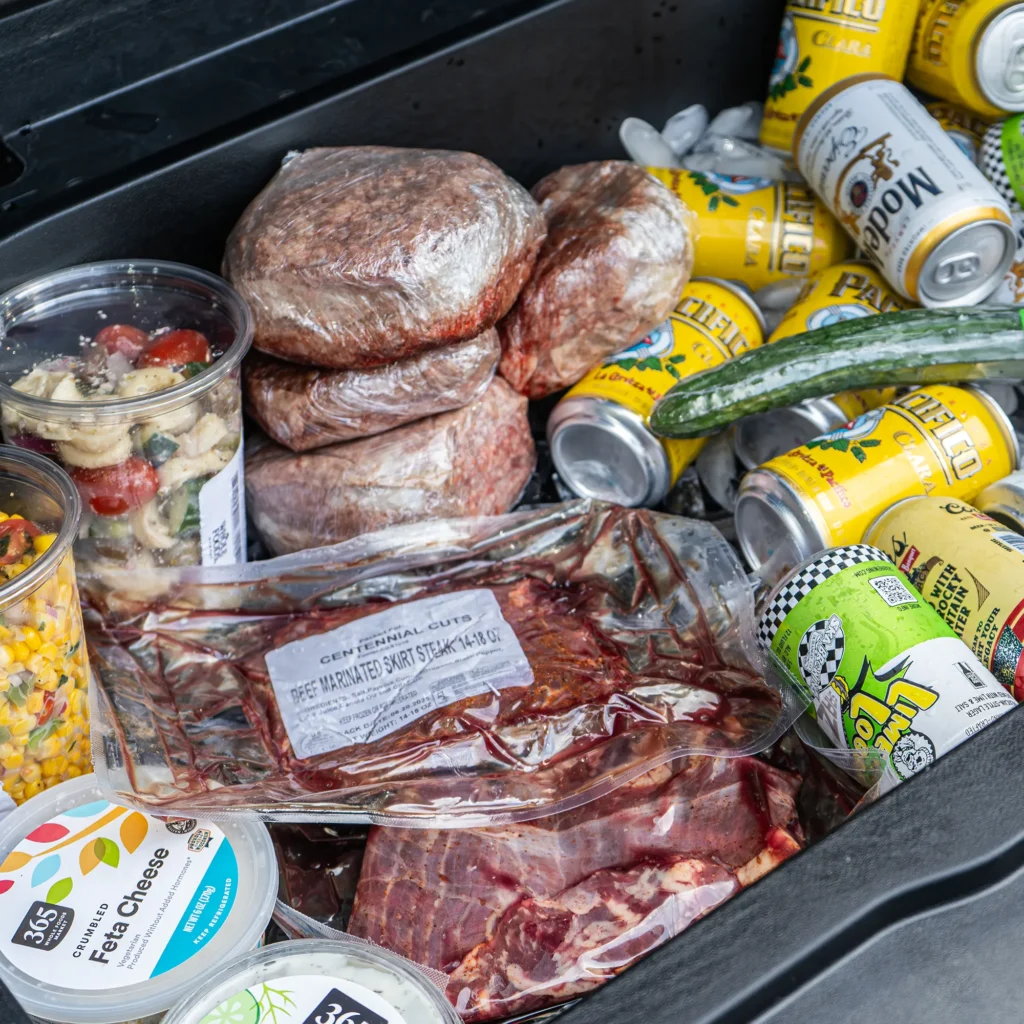 Tailgate Cooler of Fresh Meat