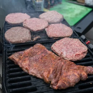 Tailgate box marinated skirt steak burgers to grill