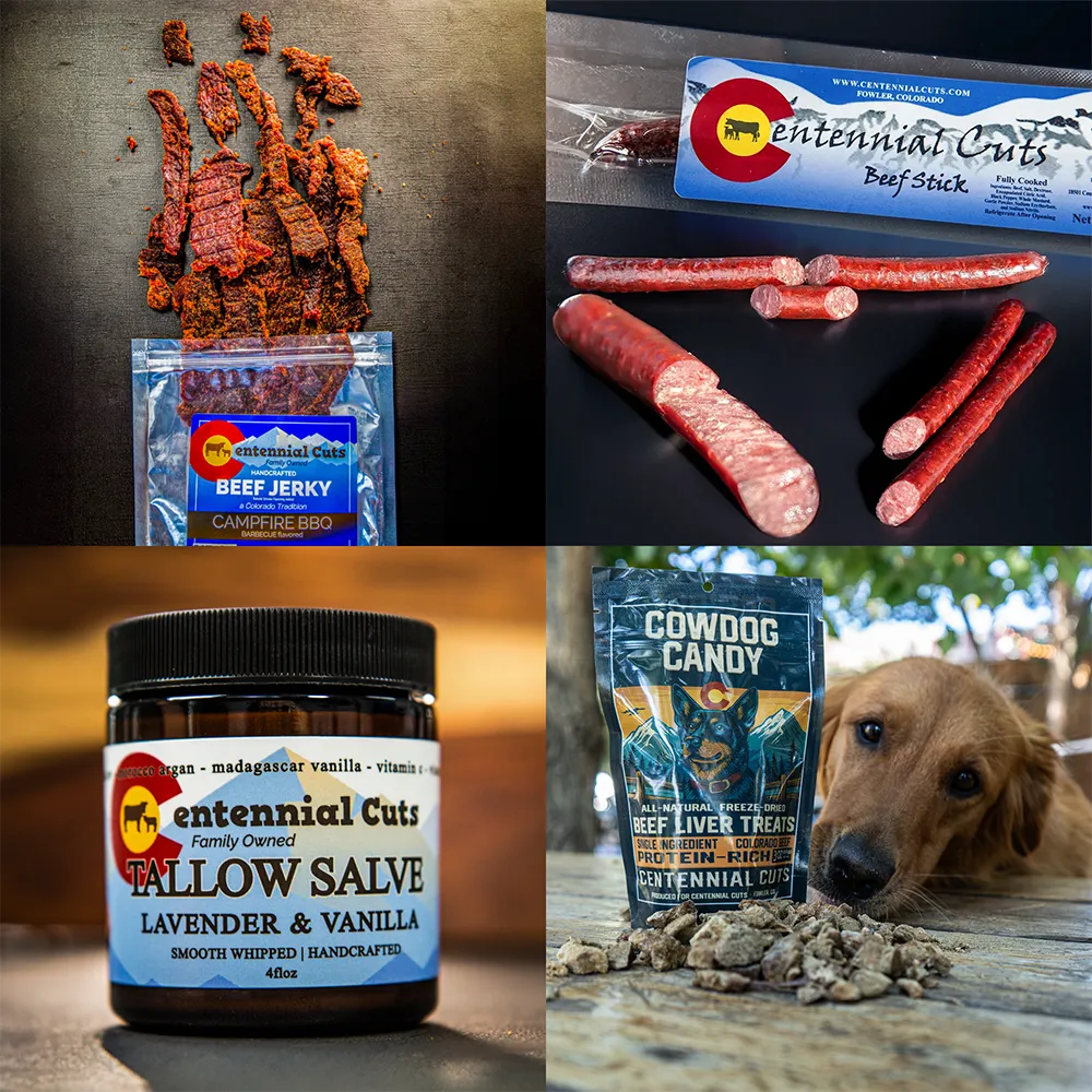 Centennial Cuts - beef jerky, beef sticks, tallow products, beef dog treats and more